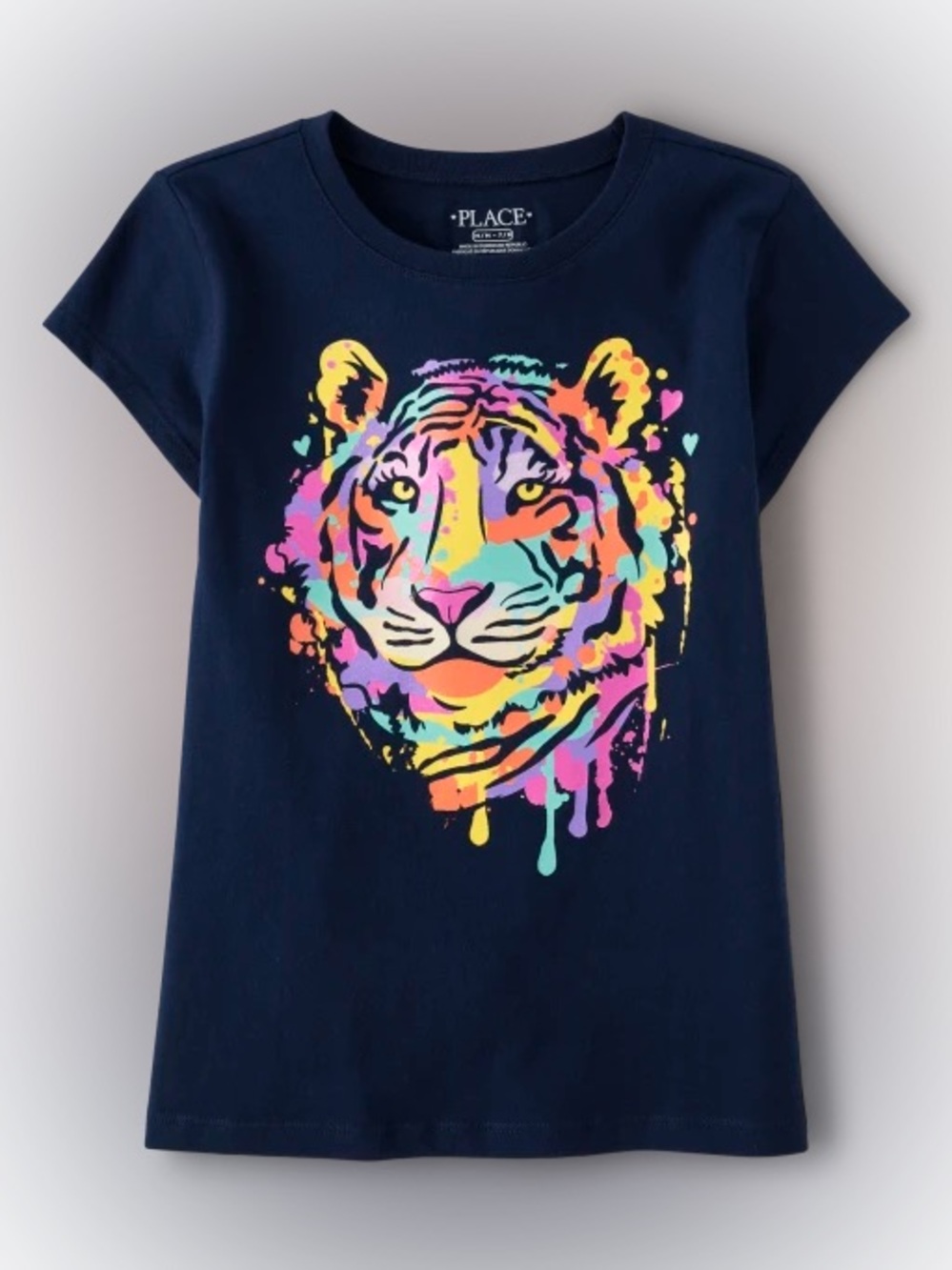 THE CHILDREN’S PLACE Tiger Graphic Short Sleeve Tee NWT in Blue Size M (7/8)